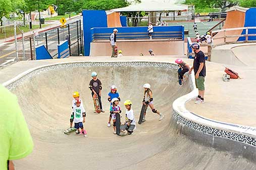 kids at a skate park